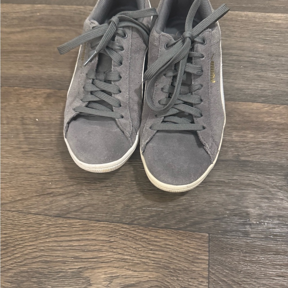 Puma Charcoal Suede Sneakers with White Trim